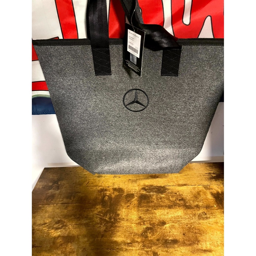 Mercedes-Benz Collection Shopping Bag Women's Gray Black Logo Double Handle